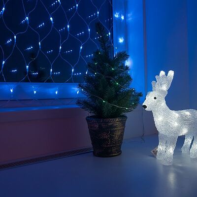 NEON-NIGHT 215-123 Гирлянда Сеть 1,5х1,5м, прозрачный ПВХ, 150 LED Синий