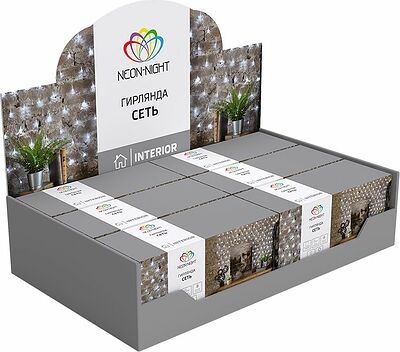 NEON-NIGHT 215-129 Гирлянда Сеть 1,5х1,5м, прозрачный ПВХ, 150 LED Мультиколор