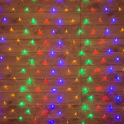 NEON-NIGHT 215-129 Гирлянда Сеть 1,5х1,5м, прозрачный ПВХ, 150 LED Мультиколор