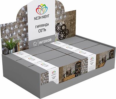 NEON-NIGHT 215-135 Гирлянда Сеть 1,8х1,5м, прозрачный ПВХ, 180 LED Белый