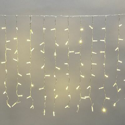 NEON-NIGHT 235-106 Гирлянда светодиодная Занавес 2х0,8м 160 LED ТЕПЛЫЙ БЕЛЫЙ прозрачный ПВХ IP65 постоянное свечение 230В нужен блок 303-500-1 NEON-NIGHT