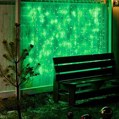 NEON-NIGHT 235-114 Гирлянда светодиодная Занавес 2х1,5м 360 LED ЗЕЛЕНЫЙ белый ПВХ IP65 постоянное свечение 230В блок в комплекте NEON-NIGHT