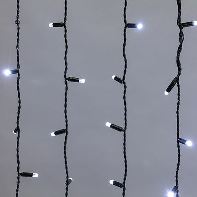 NEON-NIGHT 235-125 Гирлянда светодиодная Занавес 2х1,5м 300 LED БЕЛЫЙ черный ПВХ IP65 постоянное свечение 230В нужен блок 303-500 NEON-NIGHT