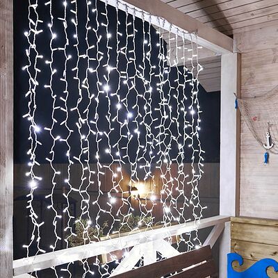 NEON-NIGHT 235-211 Гирлянда светодиодная Занавес 2х3м 600 LED БЕЛЫЙ белый ПВХ IP65 эффект мерцания 230В нужен блок 303-500-1 NEON-NIGHT