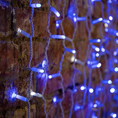 NEON-NIGHT 235-223 Гирлянда светодиодная Занавес 2х1,5м 300 LED СИНИЙ белый ПВХ IP65 эффект мерцания 230В нужен блок 303-500-1 NEON-NIGHT