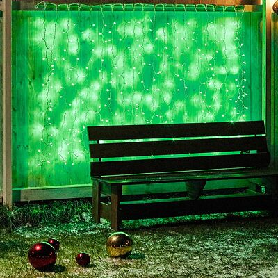 NEON-NIGHT 235-226 Гирлянда светодиодная Занавес 2х1,5м 360 LED ЗЕЛЕНЫЙ белый ПВХ IP65 эффект мерцания 230В блок в комплекте NEON-NIGHT