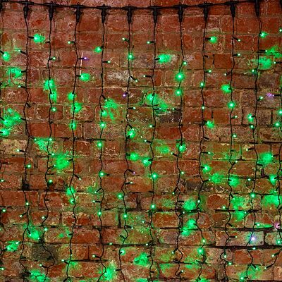 NEON-NIGHT 235-236 Гирлянда светодиодная Занавес 2х1,5м 360 LED ЗЕЛЕНЫЙ черный ПВХ IP65 эффект мерцания 230 В блок в комплекте NEON-NIGHT