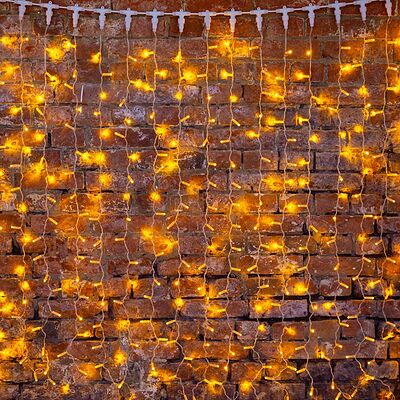 NEON-NIGHT 235-301 Гирлянда светодиодная Занавес 2х1,5м 300 LED ЖЕЛТЫЙ прозрачный ПВХ IP65 постоянное свечение 230В блок в комплекте NEON-NIGHT