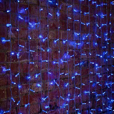 NEON-NIGHT 235-303-6 Гирлянда светодиодная Занавес 2х1,5м 192 LED СИНИЙ прозрачный ПВХ IP65 постоянное свечение 230В блок в комплекте NEON-NIGHT