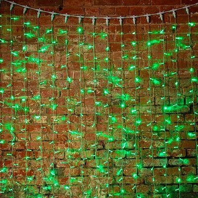 NEON-NIGHT 235-304-6 Гирлянда светодиодная Занавес 2х1,5м 192 LED ЗЕЛЕНЫЙ прозрачный ПВХ IP65 постоянное свечение 230В блок в комплекте NEON-NIGHT