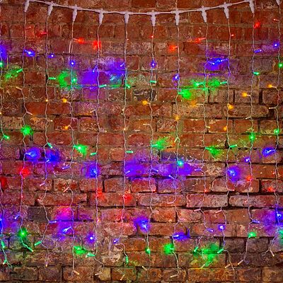 NEON-NIGHT 235-309-6 Гирлянда светодиодная Занавес 2х1,5м 192 LED МУЛЬТИКОЛОР прозрачный ПВХ IP65 постоянное свечение 230В блок в комплекте NEON-NIGHT