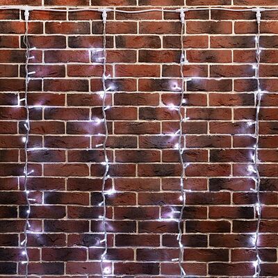 NEON-NIGHT 235-435 Гирлянда светодиодная Занавес 2х3м 240 LED БЕЛЫЙ прозрачный ПВХ IP65 эффект водопада 24В не соединяется трансформатор в комплекте NEON-NIGHT