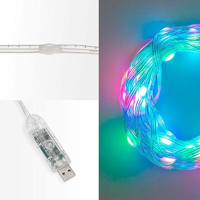 NEON-NIGHT 245-019 Умная гирлянда Роса с крупными каплями 10м 100 LED RGB мягкий прозрачный провод IP20 USB NEON-NIGHT