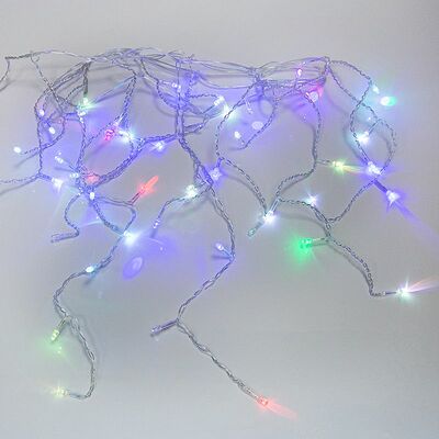 NEON-NIGHT 255-009 Гирлянда Бахрома (Айсикл), 1,8х0,5м, 48 LED RGB, прозрачный ПВХ, IP20, быстрая смена цвета, 230В, не соединяется