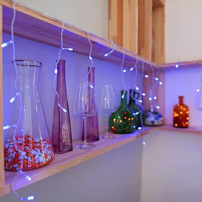 NEON-NIGHT 255-013 Гирлянда Бахрома (Айсикл), 1,8х0,5м, 48 LED СИНИЕ, прозрачный ПВХ, IP20, свечение с динамикой, 230В, не соединяется