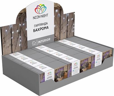 NEON-NIGHT 255-013 Гирлянда Бахрома (Айсикл), 1,8х0,5м, 48 LED СИНИЕ, прозрачный ПВХ, IP20, свечение с динамикой, 230В, не соединяется