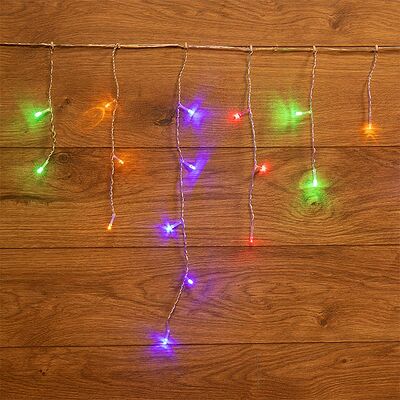 NEON-NIGHT 255-019 Гирлянда Бахрома (Айсикл), 1,8х0,5м, 48 LED МУЛЬТИКОЛОР, прозрачный ПВХ, IP20, свечение с динамикой, 230В, не соединяется ТОП