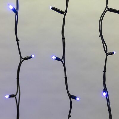 NEON-NIGHT 255-243 Гирлянда светодиодная Бахрома (Айсикл) 5,6x0,9м 240 LED СИНИЙ черный каучук 3,3мм IP67 постоянное свечение 230В блок в комплекте NEON-NIGHT