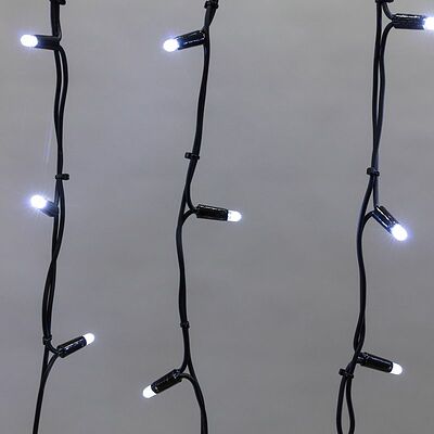 NEON-NIGHT 255-365 Гирлянда светодиодная Бахрома (Айсикл) 5х0,7м 152 LED БЕЛЫЙ черный каучук 2,3мм IP67 эффект мерцания 230В нужен блок 315-000 NEON-NIGHT