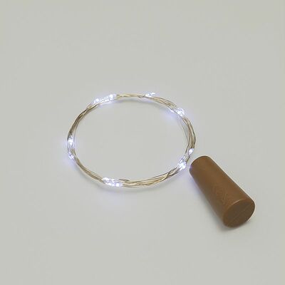 NEON-NIGHT 302-025 Гирлянда светодиодная Роса с пробкой 2м, 20LED, БЕЛЫЙ, IP20, 3хLR44 в комплекте NEON-NIGHT