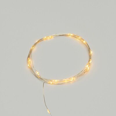 NEON-NIGHT 303-001 Гирлянда светодиодная Роса 2м, 20LED, ЖЕЛТЫЙ, IP20, тонкий батарейный блок, 2хCR2032 в комплекте NEON-NIGHT