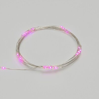 NEON-NIGHT 303-007 Гирлянда светодиодная Роса 2м, 20LED, РОЗОВЫЙ, IP20, тонкий батарейный блок, 2хCR2032 в комплекте NEON-NIGHT
