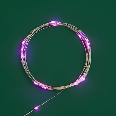 NEON-NIGHT 303-007 Гирлянда светодиодная Роса 2м, 20LED, РОЗОВЫЙ, IP20, тонкий батарейный блок, 2хCR2032 в комплекте NEON-NIGHT