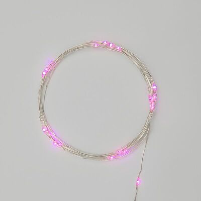 NEON-NIGHT 303-007 Гирлянда светодиодная Роса 2м, 20LED, РОЗОВЫЙ, IP20, тонкий батарейный блок, 2хCR2032 в комплекте NEON-NIGHT