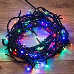 NEON-NIGHT 303-149 Гирлянда Нить управляемая 20м 200 LED МУЛЬТИКОЛОР (RGYB) черный ПВХ IP65 свечение с динамикой 230В нужен контроллер 217-204 NEON-NIGHT