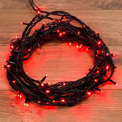 NEON-NIGHT 303-152 Гирлянда Нить управляемая 10м 100 LED РОЗОВЫЙ черный ПВХ IP65 свечение с динамикой 230В NEON-NIGHT