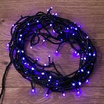 NEON-NIGHT 303-154 Гирлянда Нить управляемая 10м 100 LED ФИОЛЕТОВЫЙ черный ПВХ IP65 свечение с динамикой 230В контроллер в комплекте NEON-NIGHT