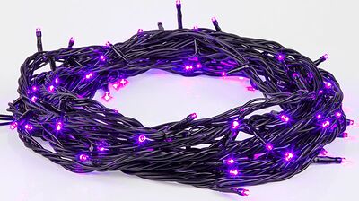 NEON-NIGHT 303-154 Гирлянда Нить управляемая 10м 100 LED ФИОЛЕТОВЫЙ черный ПВХ IP65 свечение с динамикой 230В контроллер в комплекте NEON-NIGHT