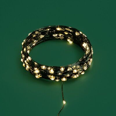 NEON-NIGHT 303-266 Гирлянда светодиодная Роса с контроллером 20м, 200LED, ТЕПЛЫЙ БЕЛЫЙ, IP20, 230В, зеленый провод NEON-NIGHT