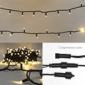 NEON-NIGHT 305-146 Гирлянда светодиодная Нить 10м 100 LED ТЕПЛЫЙ БЕЛЫЙ черный ПВХ IP65 постоянное свечение 24В соединяется NEON-NIGHT нужен транс-ор 531-100/531-311/531-312