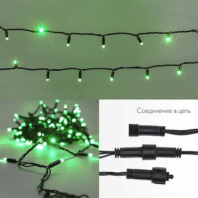 NEON-NIGHT 305-184 Гирлянда светодиодная Нить 10м 100 LED ЗЕЛЕНЫЙ прозрачный ПВХ IP65 постоянное свечение 230В соединяется нужен блок 303-500-1 NEON-NIGHT