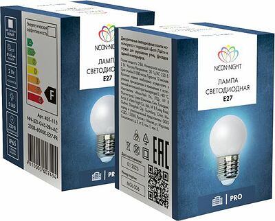 NEON-NIGHT 405-115 Лампа светодиодная, диаметр 45мм, E27, 5 LED, 2Вт, БЕЛЫЙ, 230В NEON-NIGHT