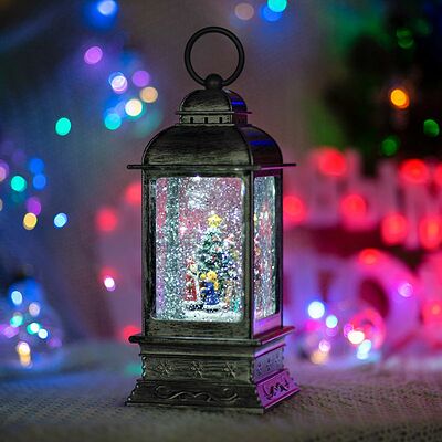 NEON-NIGHT 501-065 Декоративный фонарь с эффектом снегопада и подсветкой Рождество, белый