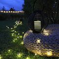 NEON-NIGHT 501-143 Декоративный фонарь на солнечной батарее 20х20х22 см, черный плетеный корпус, теплый белый цвет свечения NEON-NIGHT