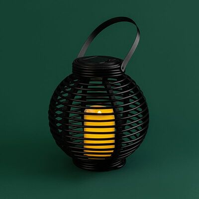 NEON-NIGHT 501-143 Декоративный фонарь на солнечной батарее 20х20х22 см, черный плетеный корпус, теплый белый цвет свечения NEON-NIGHT