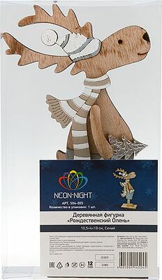 NEON-NIGHT 504-005 Деревянная фигурка Рождественский Олень Синий 10,5x4x18 см