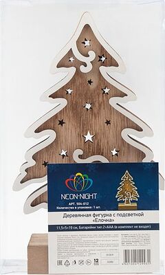 NEON-NIGHT 504-012 Деревянная фигурка с подсветкой Елочка 11,5x5x19 см