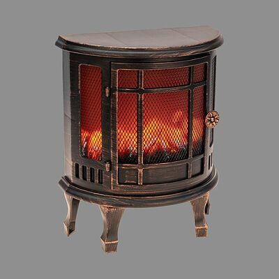 NEON-NIGHT 511-023 Светодиодный камин Винтаж мини с эффектом живого огня 24.8х12.7х30 см, батарейки 3хС (не в комплекте), с USB, бронзовый