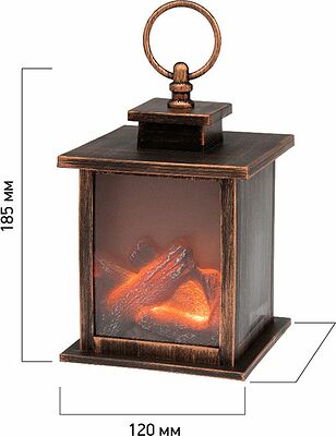 NEON-NIGHT 511-031 Светодиодный камин Кантри с эффектом живого огня 12х12х18,5 см, батарейки 3хАА (не в комплекте)