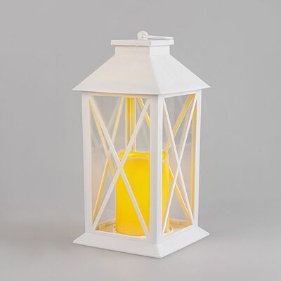 NEON-NIGHT 513-046 Декоративный фонарь со свечой 14x14x29 см, белый корпус, теплый белый цвет свечения NEON-NIGHT