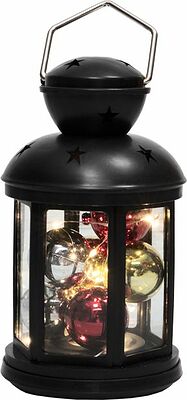 NEON-NIGHT 513-061 Декоративный фонарь с шариками 12х12х20,6 см, черный корпус, теплый белый цвет свечения NEON-NIGHT