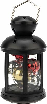 NEON-NIGHT 513-061 Декоративный фонарь с шариками 12х12х20,6 см, черный корпус, теплый белый цвет свечения NEON-NIGHT