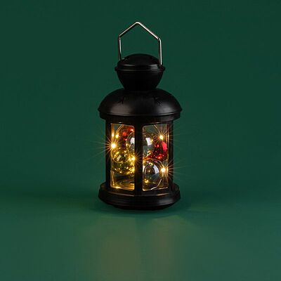 NEON-NIGHT 513-061 Декоративный фонарь с шариками 12х12х20,6 см, черный корпус, теплый белый цвет свечения NEON-NIGHT