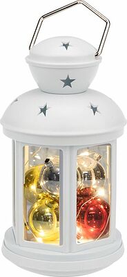 NEON-NIGHT 513-062 Декоративный фонарь с шариками 12х12х20,6 см, белый корпус, теплый белый цвет свечения NEON-NIGHT