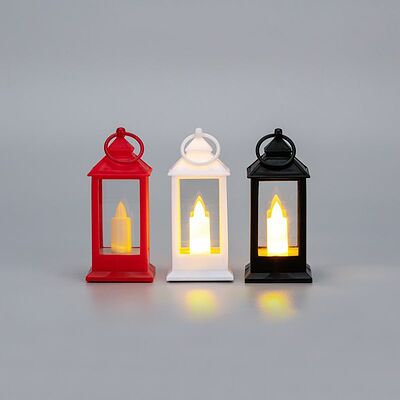NEON-NIGHT 513-068 Фонарь декоративный (фигура) со свечкой 5,5х5,5х12,5см, цвет корпуса белый/красный/ черный, цвет свечения теплый белый, питание 3xLR1130 (в комплекте) NEON-NIGHT