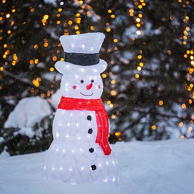 NEON-NIGHT 513-282 Акриловая светодиодная фигура Снеговик в шляпе 38х38х72 см, IP65, понижающий трансформатор в комплекте NEON-NIGHT